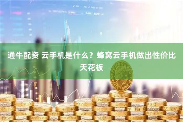 通牛配资 云手机是什么？蜂窝云手机做出性价比天花板